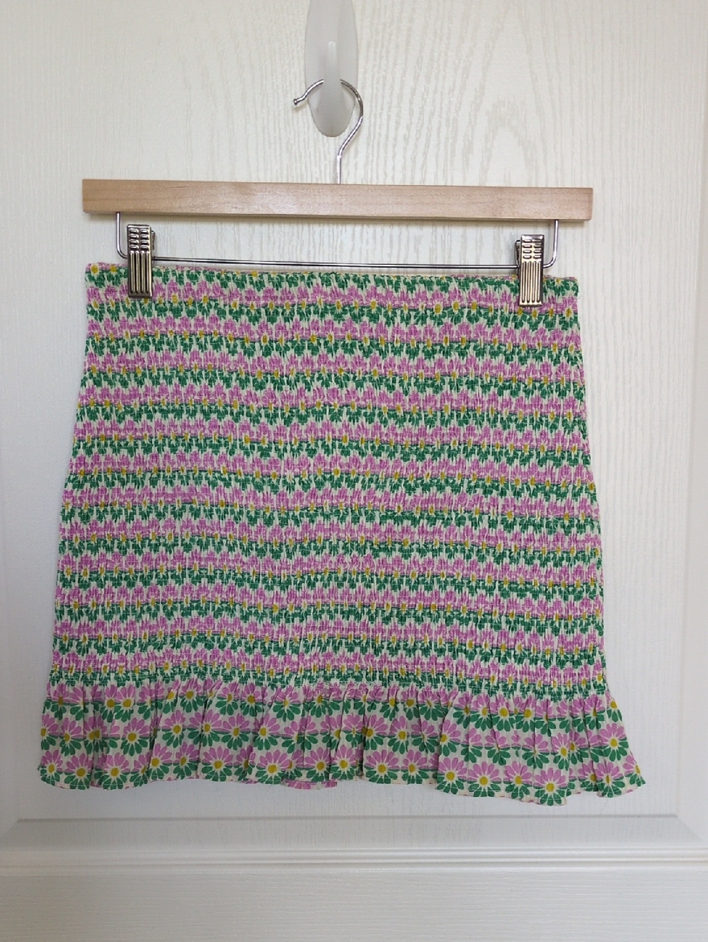 Zara Pink & Green Floral Smocked Mini Skirt/Tube Top
